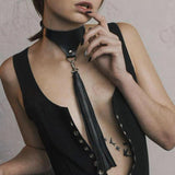 CEA PU Leather Necklace Retro Haulage Rope Collar Punk Bondage Choker