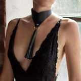 CEA PU Leather Necklace Retro Haulage Rope Collar Punk Bondage Choker