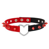 Leather Bondage Necklace Clavicle Chain Red Heart Alloy Punk Jewelry