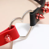 Leather Bondage Necklace Clavicle Chain Red Heart Alloy Punk Jewelry