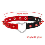 Leather Bondage Necklace Clavicle Chain Red Heart Alloy Punk Jewelry
