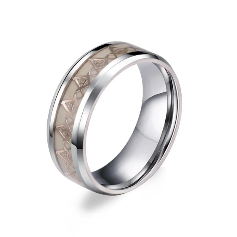 Stainless Steel Masonic Luminous Ring for Men