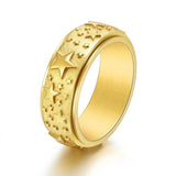 Titanium Steel Five Pointed Star Rotatable Ring Decompression Jewelry
