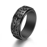Titanium Steel Five Pointed Star Rotatable Ring Decompression Jewelry
