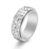 Titanium Steel Five Pointed Star Rotatable Ring Decompression Jewelry