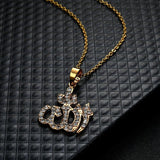 Arabic Muslim Womens Rhinestone Islamic God Allah Pendant Necklace