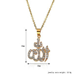 Arabic Muslim Womens Rhinestone Islamic God Allah Pendant Necklace