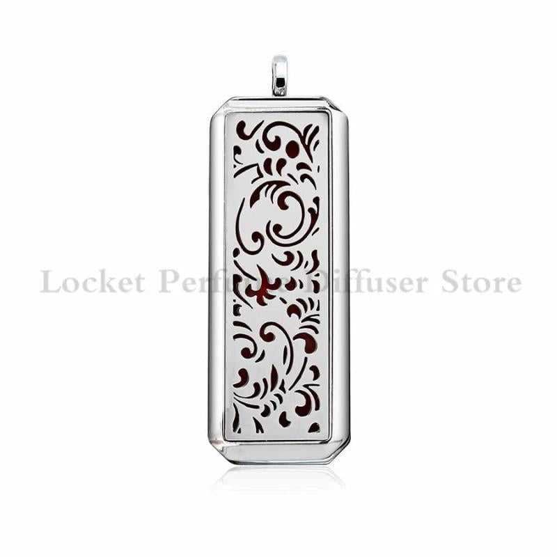 Stainless Steel Rectangle Diffuser Necklace Pendant for Women