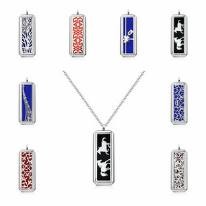 Stainless Steel Rectangle Diffuser Necklace Pendant for Women