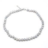 Grey Freshwater Pearl Necklace 8-9mm Round Pearls 45cm