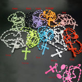 Glowing Rosary Necklace Plastic Catholic Cross Necklace