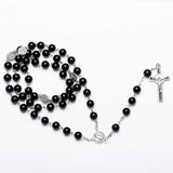 Vintage Glass Bead Catholic Rosary Necklace Father Beads Holy Soil Centerpiece