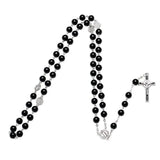 Vintage Glass Bead Catholic Rosary Necklace Father Beads Holy Soil Centerpiece