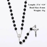 Vintage Glass Bead Catholic Rosary Necklace Father Beads Holy Soil Centerpiece