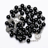 Vintage Glass Bead Catholic Rosary Necklace Father Beads Holy Soil Centerpiece