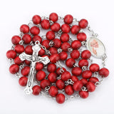 Vintage Red Bead Catholic Rosary Necklace Religious Father Beads