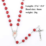 Vintage Red Bead Catholic Rosary Necklace Religious Father Beads