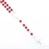 Vintage Red Bead Catholic Rosary Necklace Religious Father Beads