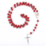 Vintage Red Bead Catholic Rosary Necklace Religious Father Beads