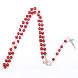 Vintage Red Bead Catholic Rosary Necklace Religious Father Beads