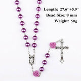 Colorful Beads Catholic Rosary Necklace Cross Pendant