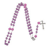 Colorful Beads Catholic Rosary Necklace Cross Pendant