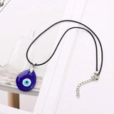 Round Evil Eye Pendant Necklace for Women Men