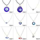 Round Evil Eye Pendant Necklace for Women Men