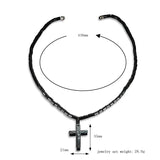 Gallstone Beads Choker Necklace Cross Pendant Rosary Bead Religious Jewelry