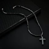 Gallstone Beads Choker Necklace Cross Pendant Rosary Bead Religious Jewelry
