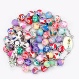 Colorful Polymer Clay Beads Catholic Rosary Necklace