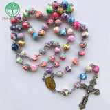 Colorful Polymer Clay Beads Catholic Rosary Necklace