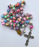 Colorful Polymer Clay Beads Catholic Rosary Necklace