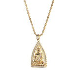 Cambodian Style Garden Buddha Pendant Necklace with Cubic Zirconia