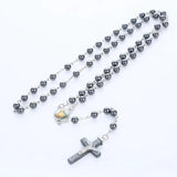 6mm Glass Bead Rosary Necklace with Cross Lourdes Center