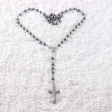 6mm Glass Bead Rosary Necklace with Cross Lourdes Center