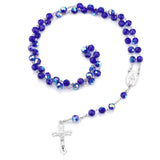 Dark Glass Beads Catholic Rosary Cross Pendant Necklace