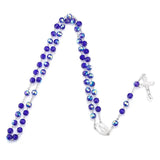 Dark Glass Beads Catholic Rosary Cross Pendant Necklace