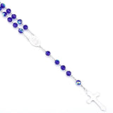 Dark Glass Beads Catholic Rosary Cross Pendant Necklace