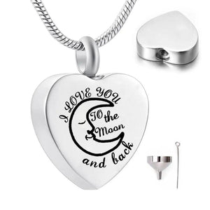 Cremation Urn Locket Necklace I Love You to The Moon and Back