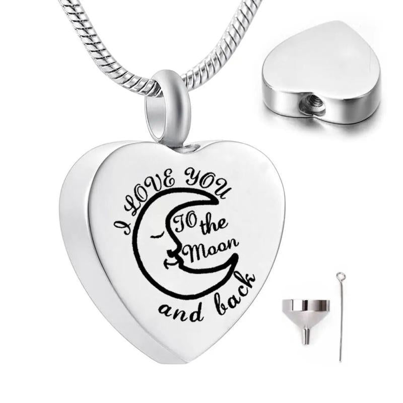 Cremation Urn Locket Necklace I Love You to The Moon and Back