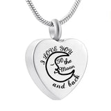 Cremation Urn Locket Necklace I Love You to The Moon and Back