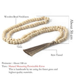 Vintage Wooden Beaded Buddhism Rosary Necklace