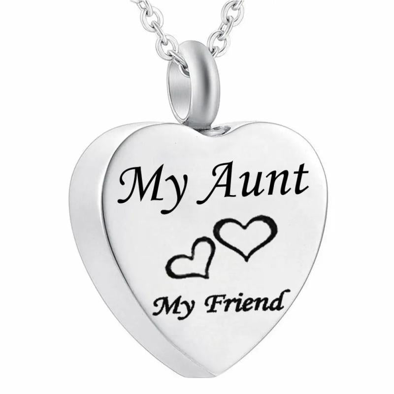 Stainless Steel Heart Dad Mom Memorial Cremation Urn Necklace for Ashes