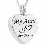 Stainless Steel Heart Dad Mom Memorial Cremation Urn Necklace for Ashes