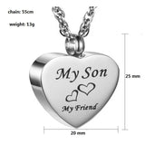 Stainless Steel Heart Dad Mom Memorial Cremation Urn Necklace for Ashes