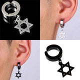 Punk Stainless Steel Cross Stars Pendant Ear Clip No Piercing Earrings