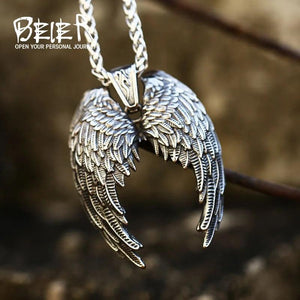 Beier Angel Wings Pendant Necklace Stainless Steel Good Detail Jewelry