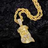 Hip Hop Jesus Pendant Necklace for Men Ice Out Chain Full Shining Crystal
