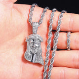 Hip Hop Jesus Pendant Necklace for Men Ice Out Chain Full Shining Crystal